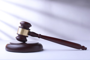 Wood and brass judges gavel